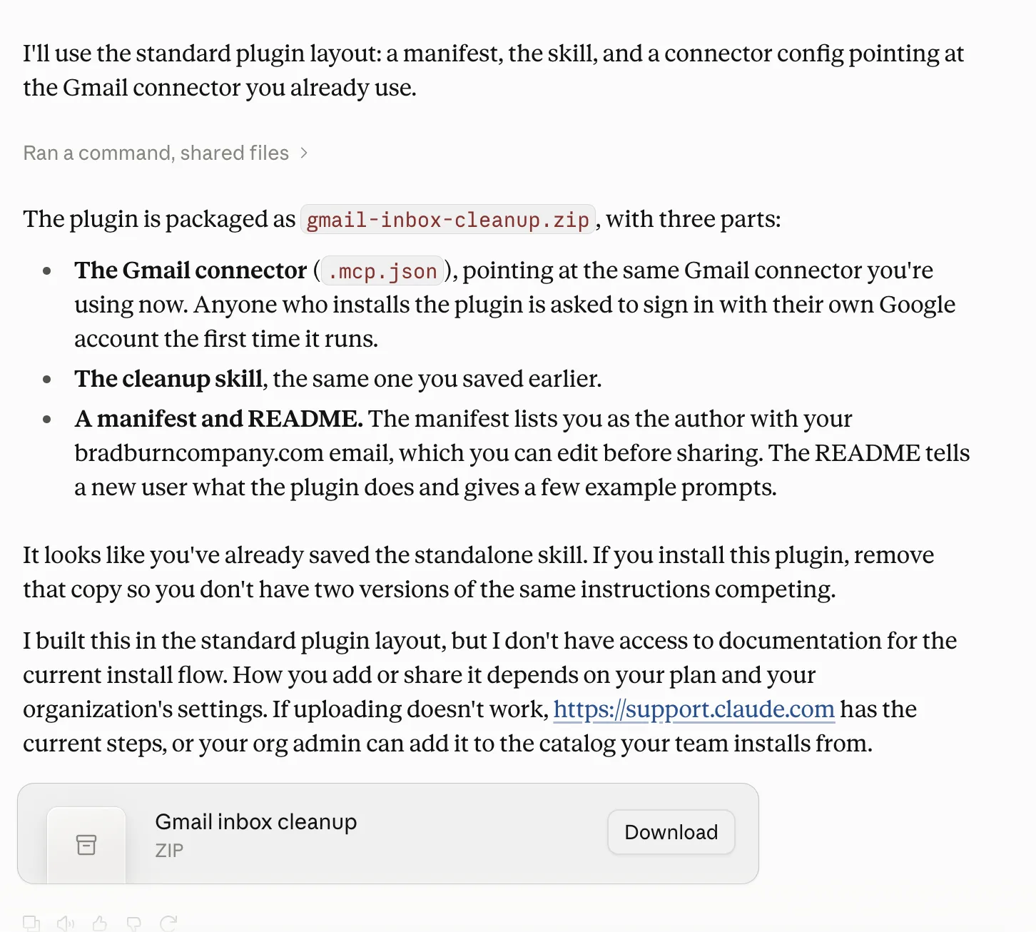 Plugin summary with the Download card