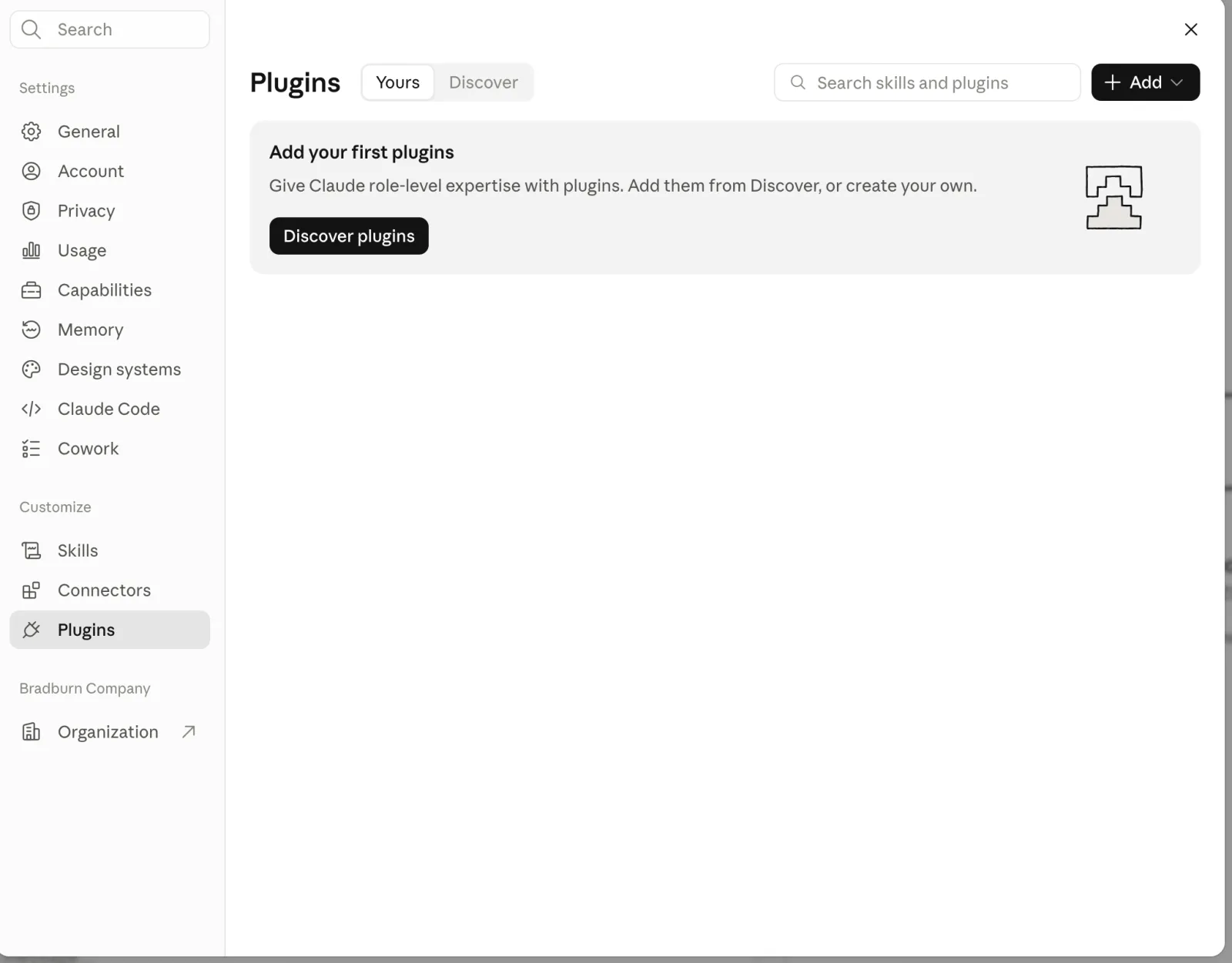 Plugins page with Add your first plugins