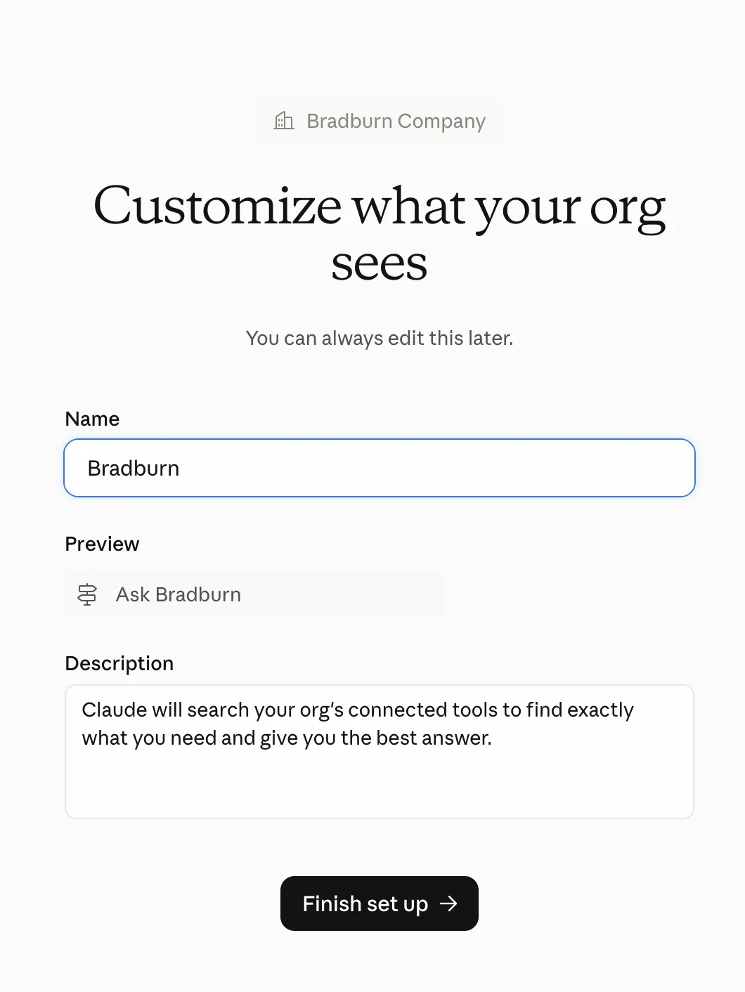 Customize name, preview, and description